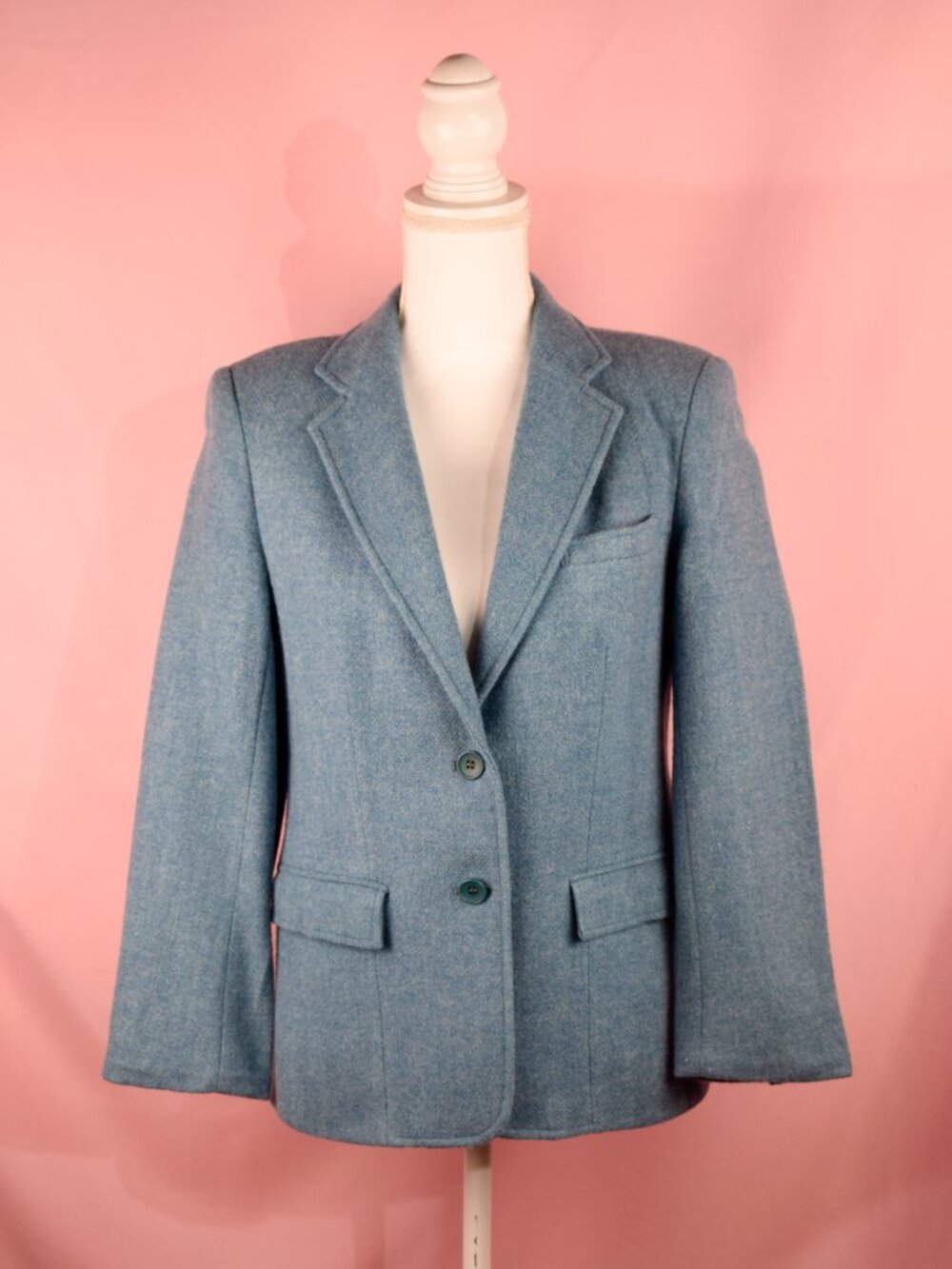 Bretton Place Slate Blue 100% Wool 2-Button Lined Blazer Jacket | Size 12